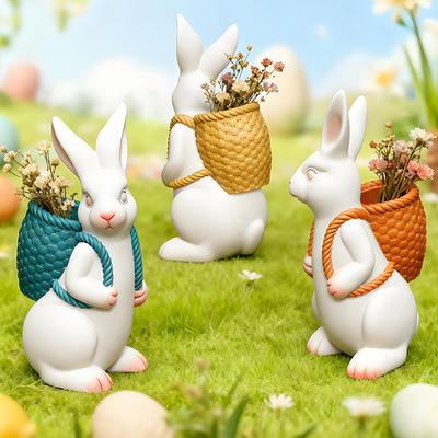 Matriță Silicon Iepuraș de Paște 3D DIY Animal Drăguț Coșuleț Iepuraș Vază Ornamente Matrițe de Turnare Casă Gips Beton Meșteșug Cadou Decor