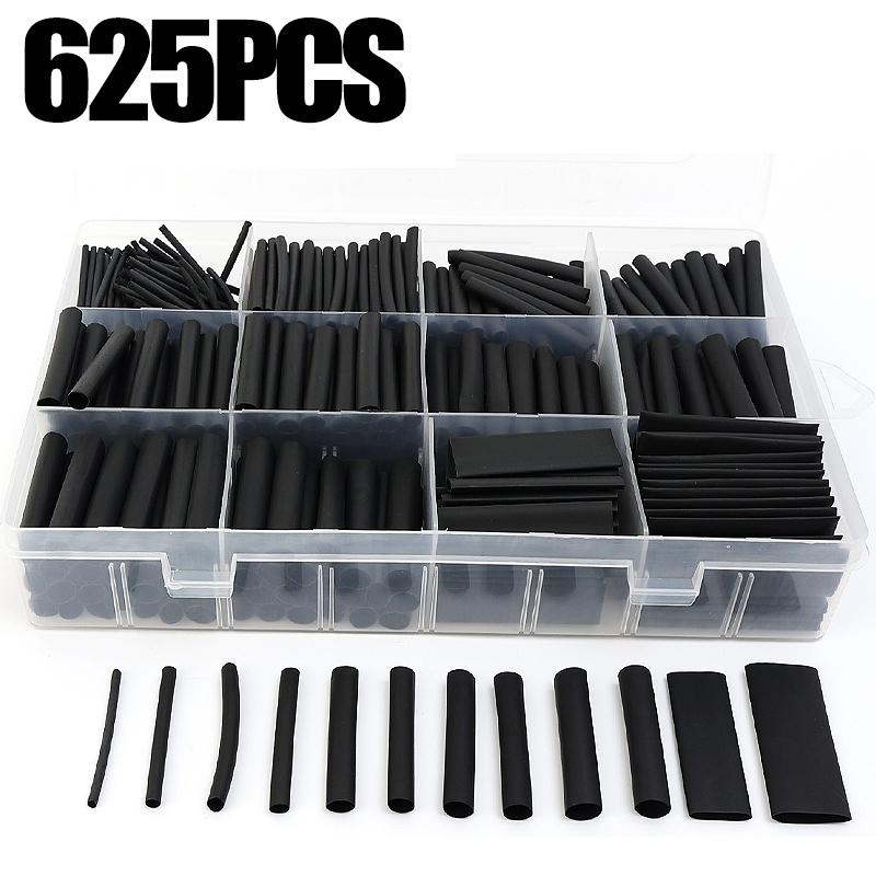 

625/800x Heat Shrink Sleeving Set Wire Cable Wrap Tubing Heat Shrink Cable Sleeve Waterproof Insulation Crimp Wire Supplies чорний