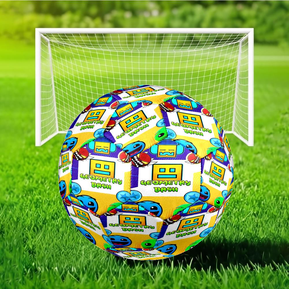 Geometry Dash: Dance To The Beat Soccer Ball Size 5 Soccer Ball, Machine-stitched, Durable, Suitable for Training and Matches Fan Gift