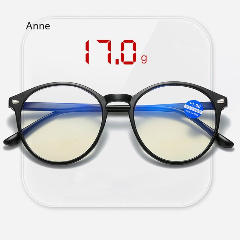 Diopters +1+1.5+2+2.5+3+3.5+4 Women Men Round Reading Glasses Fashion Ultra-light Anti Blue Light Presbyopia Eyeglasses