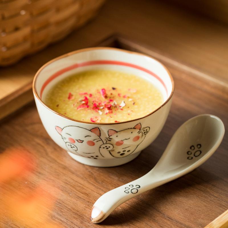 Cat Series Ceramic Home Japanese Rice Bowl 4.5 Inches