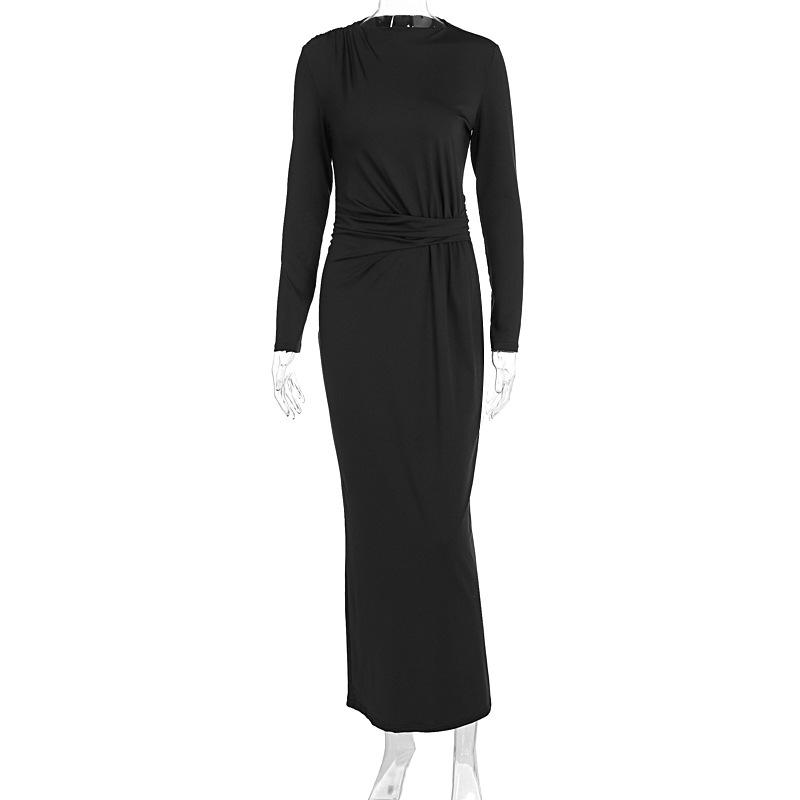 Women European Style Long Sleeve High Waist Slim Fit Long Mermaid Dress