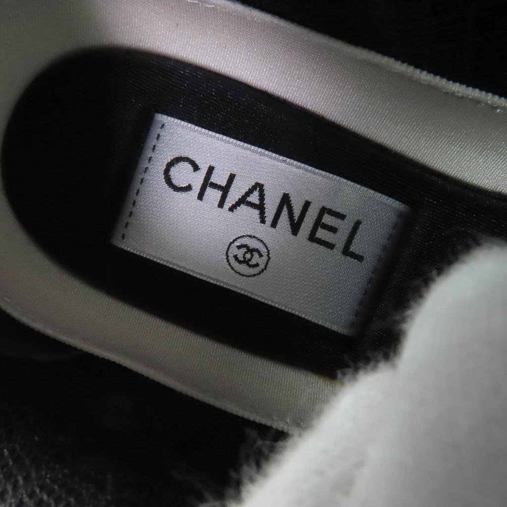 Pristine CHANEL Low cut sneakers Logo design black leather 36 G34086 Used