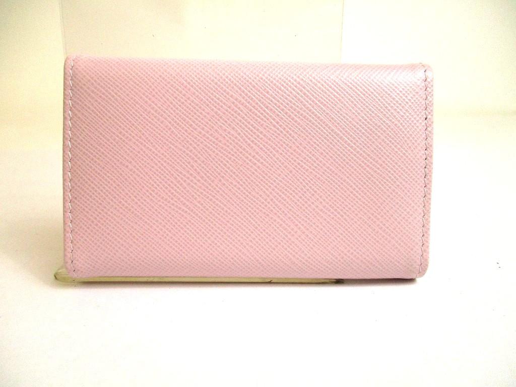 Authentic PRADA Light Pink Saffiano Metal Leather 4 Pics Key Chain #a959  Refurbished