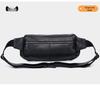 Genuine Leather Men's Multi-Layer Waist, Chest, Shoulder, and Crossbody Cycling Bag