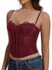 Spicy Girl Eyelash Lace Trim Slim Fishbone Corset Camisole