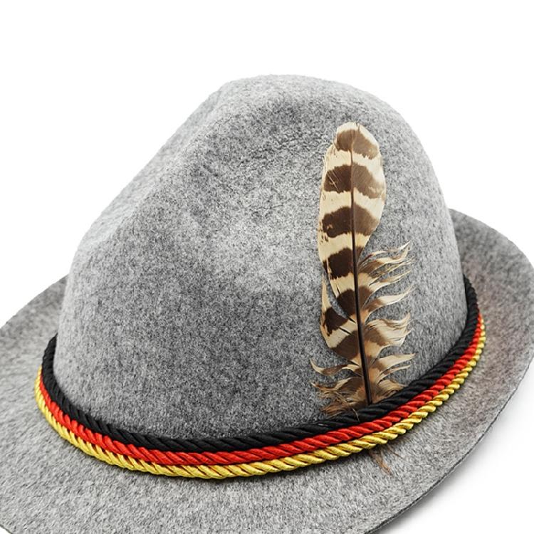 Retro Style Feather Hat Jazz Top Hat Cowboy Western Oktoberfest Hat Unisex