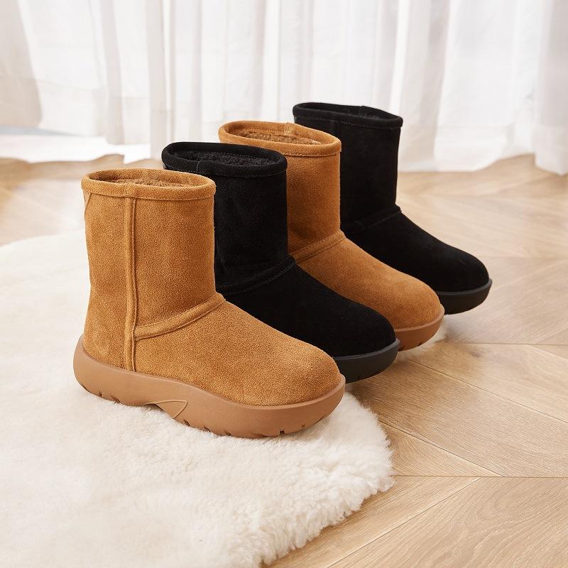 Echtlederschuhe, Schneestiefel, Dicke und warme Baumwollschuhe für Damen zum Warmhalten