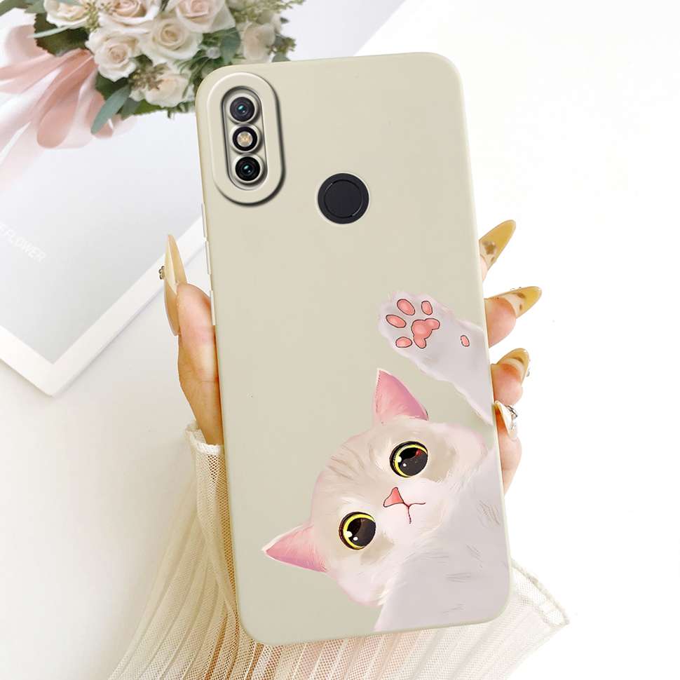 For Xiaomi Mi A2 Case Cute Cartoon Cat Flower Silicone Back Cover For Xiaomi Mi a2 MI 6X M1804D2SG M1804D2SI Phone Shell Bumper