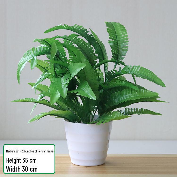 Artificial Green Radish Leaf Potted Plant for Living Room and Desktop Decoration