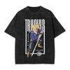 Summer Dragon Ball Retro Washed Cotton T-Shirt Men Oversized Vegeta Print Unisex Short Sleeve Streetwear
