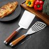 304 Edelstahl Pfannenwender Holzgriff Rutschfest Küchenwender zum Kochen Braten Grillen - Professionelle Restaurant- & Heimnutzung