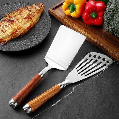304 Stainless Steel Spatula WoodenHandle Non-Slip Kitchen Turner for Cookin Frying Grilling - Professional Restaurant & Home Use