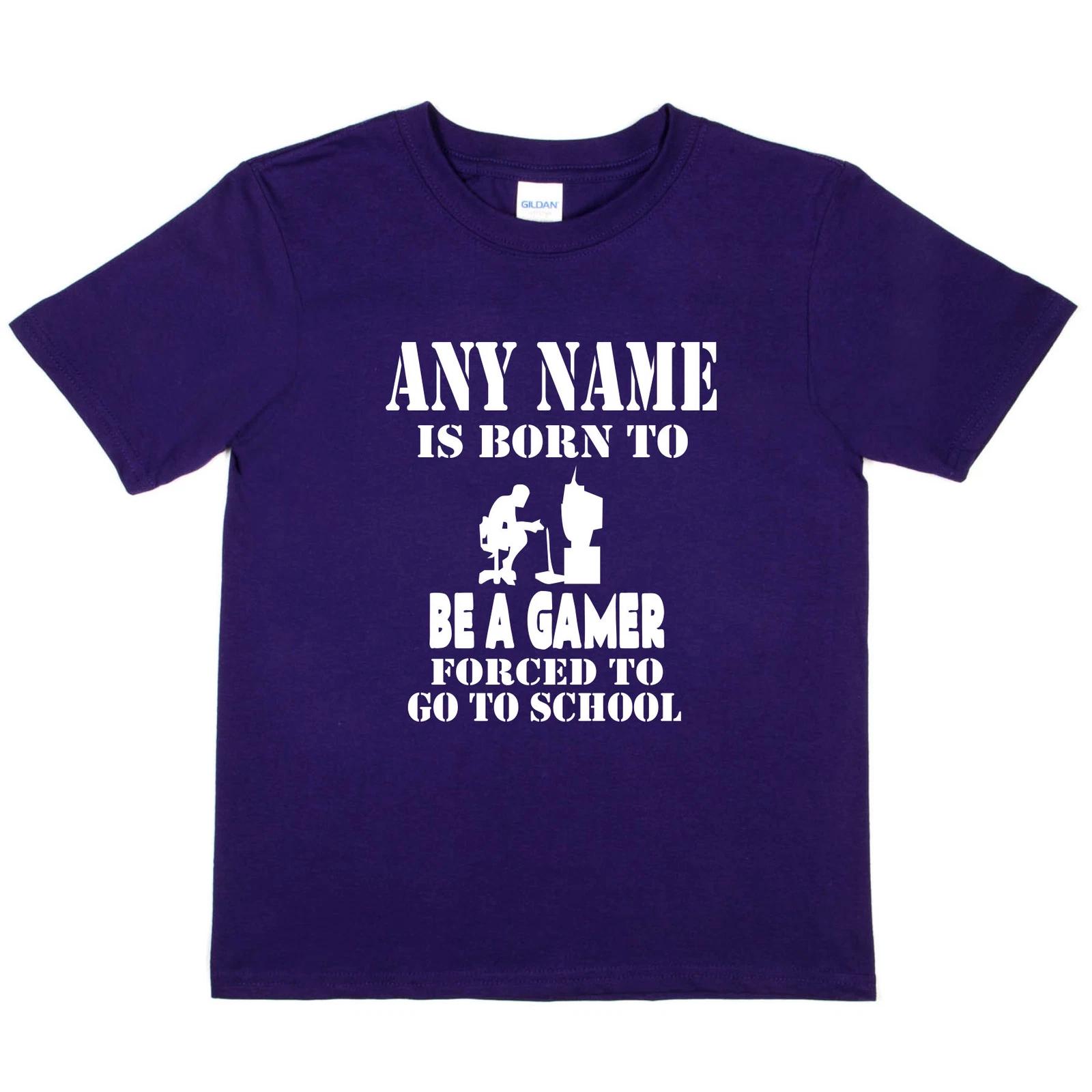 Kids Personalised T-Shirt Born Be A Gamer Birthday Gift PS4 Any Name 4XL
