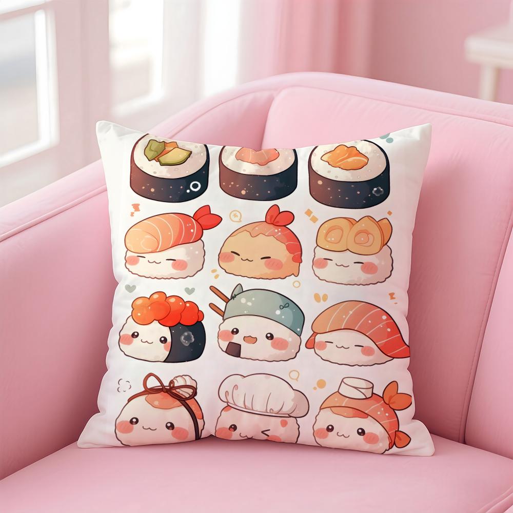 

Mini Japanese Food Art Cute Sushi Cushion Cover Pillow Case Soft Skin Friendly Fabric Concealed Zipper 30X30cm