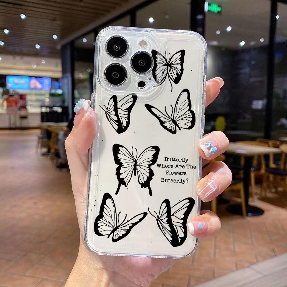 

Fashion Butterfly Phone Case for iPhone 17 Air 16 15 14 Plus 13 12 11 Pro Max X Xs XR 8 e Soft TPU Transparent Cover iPhone 12 Pro