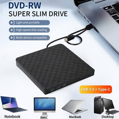 USB 3.0 TypeC Schlankes externes DVD-RW-CD-Brenner-Laufwerk Brenner Reader Player Optische Laufwerke für Laptop-PC DVD-Brenner DVD Portable