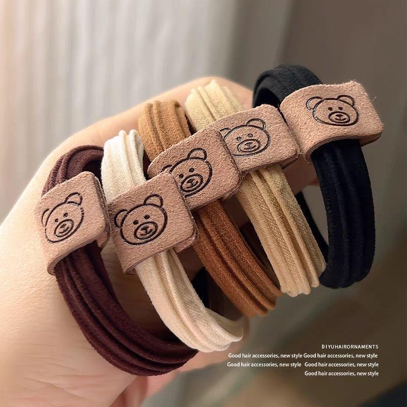10-Pack Thickened Coffee Brown Hair Ties: Durable, High-Elasticity Rubber Bands for a Simple, Elegant Look