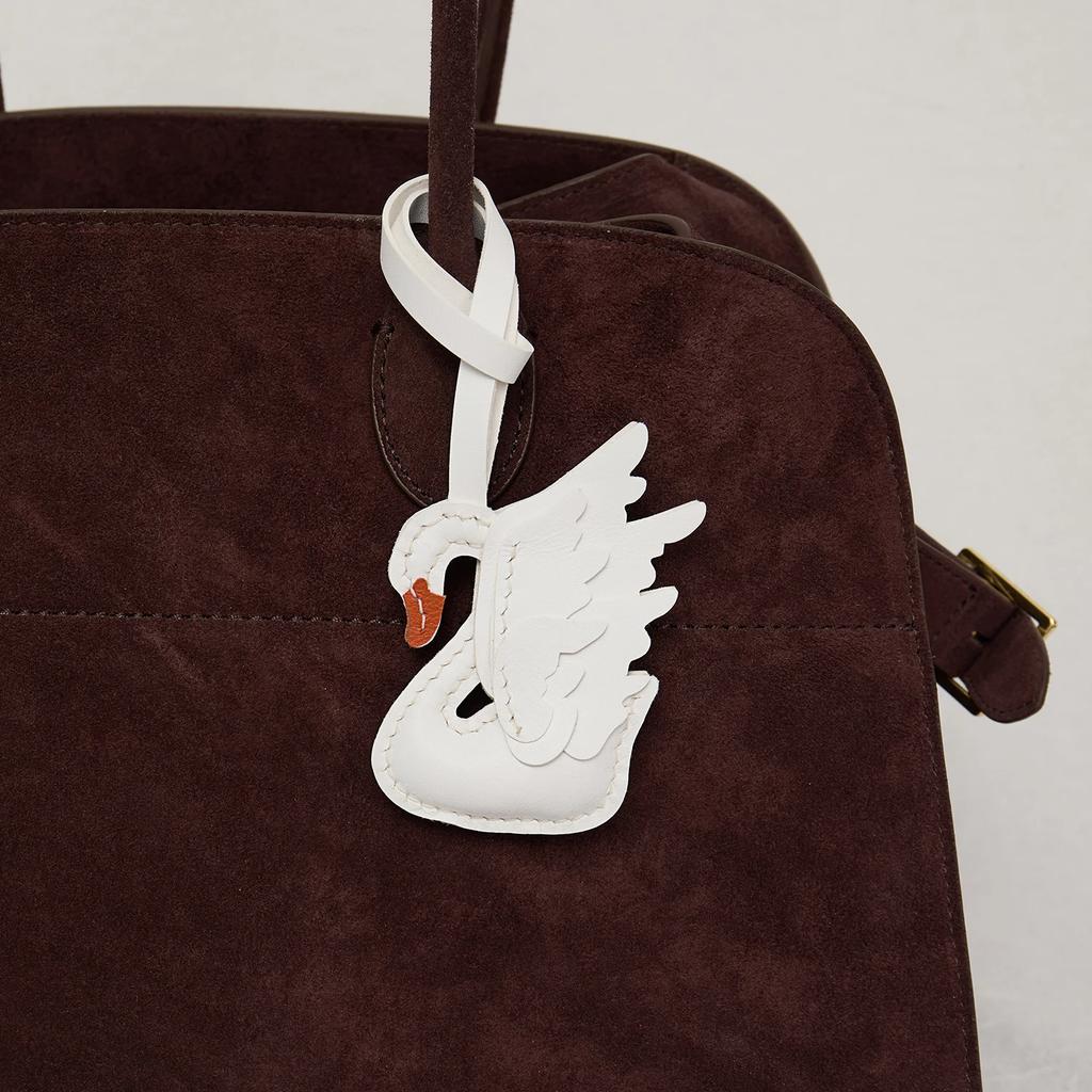 Handmade Real Leather Black And White Swan Couple Keychain Gift Cute Decoration Suitable For Bag Exquisite Charm Bag Accessories