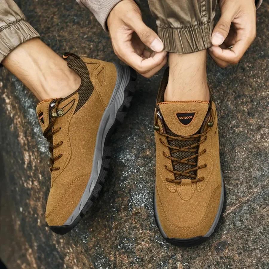 2025Low-top Mountain Climbing Outdoor Color-matching Tie, Comfortable PU Leather Surface High Quality, Multiple Colors Available