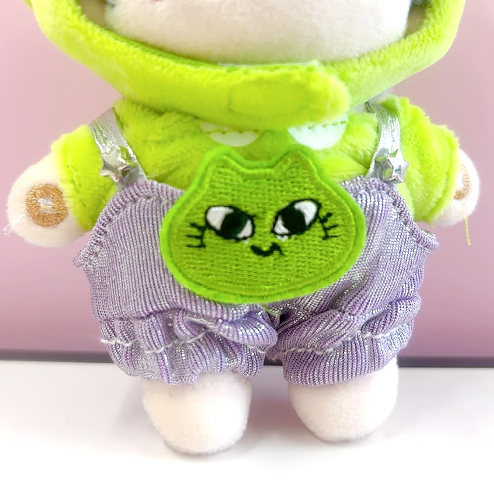 Kigurumi Cap, Shirt, and Overalls Set [Alien] for 10cm Plush Toy, Kigurumi Accessories, Otaku Activities, Doll Mascot, Kpopdoll Costume [Used]