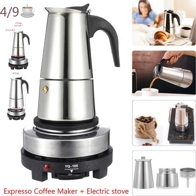 Caffettiera espresso portatile Moka Pot Fornello elettrico in acciaio Caffettiera Bollitore