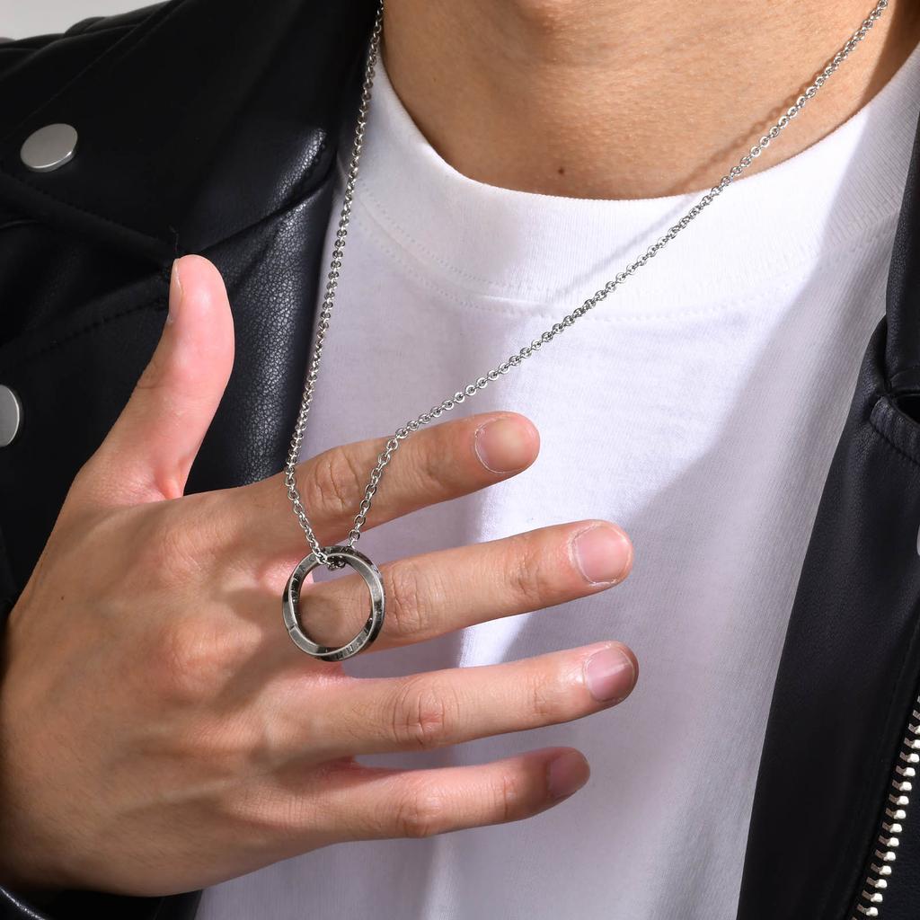 New Stylish Norse Viking Necklaces for Men,Waterproof Stainless Steel Mobius Round Pendant Collar,Gifts for Him Jewelry
