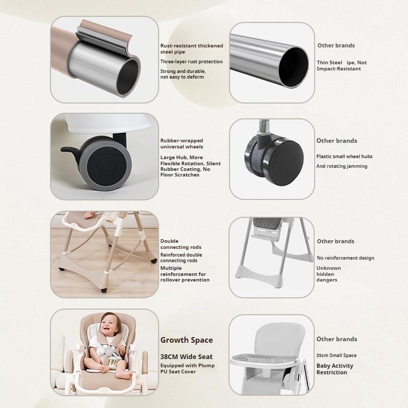Baby Dining Chair Baby Eating Seat Household Movable Foldable Toddler Children's Meal