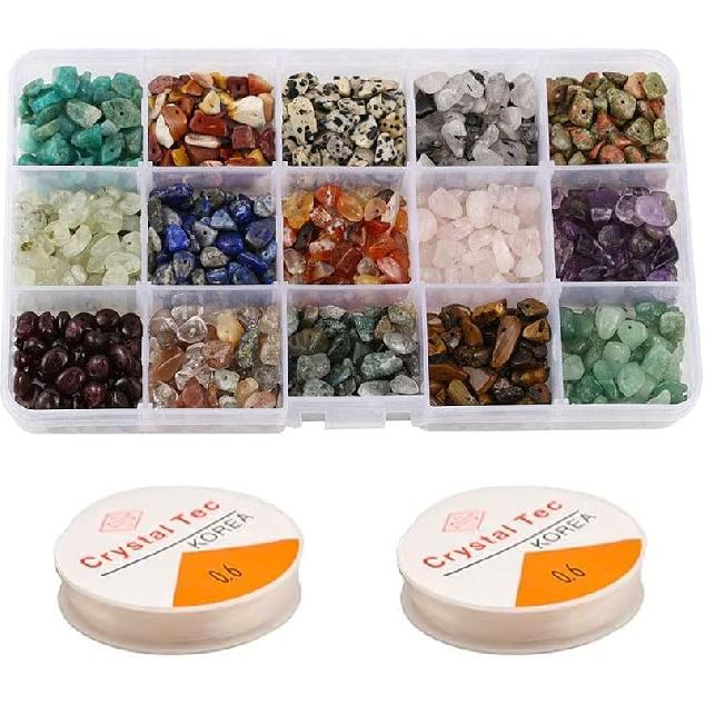 

Бусины из драгоценных камней Topwon для набора для изготовления ювелирных изделий 750 шт. Натуральный кристалл Неправильные сколы Каменные бусины DIY Изготовление ожерелий и браслетов Подарочный набор разноцветные