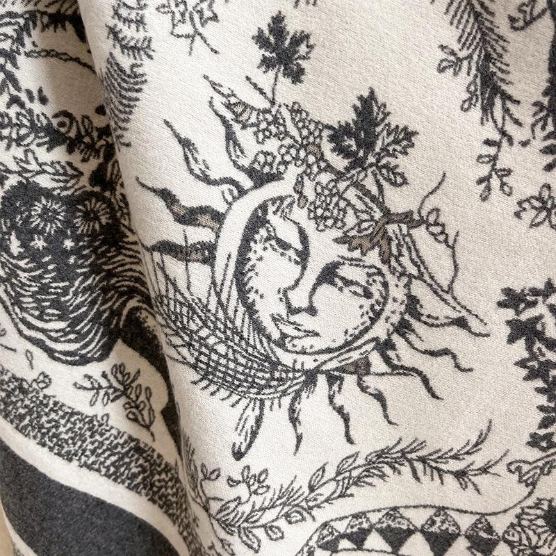 Imitation Cashmere Scarf, Sun God Pattern, Women'S Warm Large Square Scarf, High-End Scarf, Jacquard Cape, Shawl.