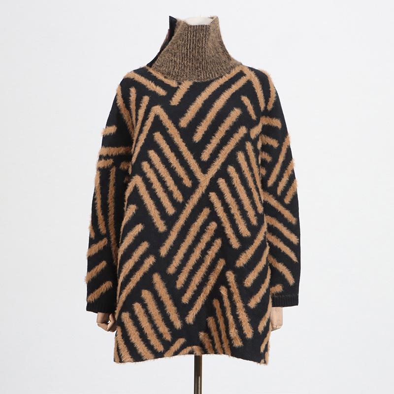Women's High-End Mink Fur Stand-Up Collar Pullover Sweater, Autumn/Winter 2025 Collection.