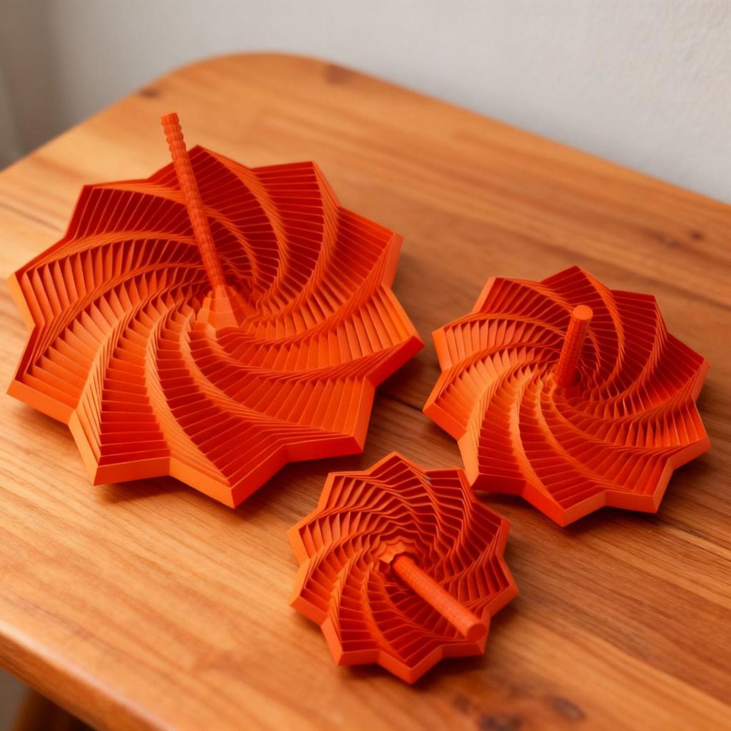Octagonal 3D-Printed Radish Tower Spiral Sensory Star with Handle - Desktop Ornament Toy