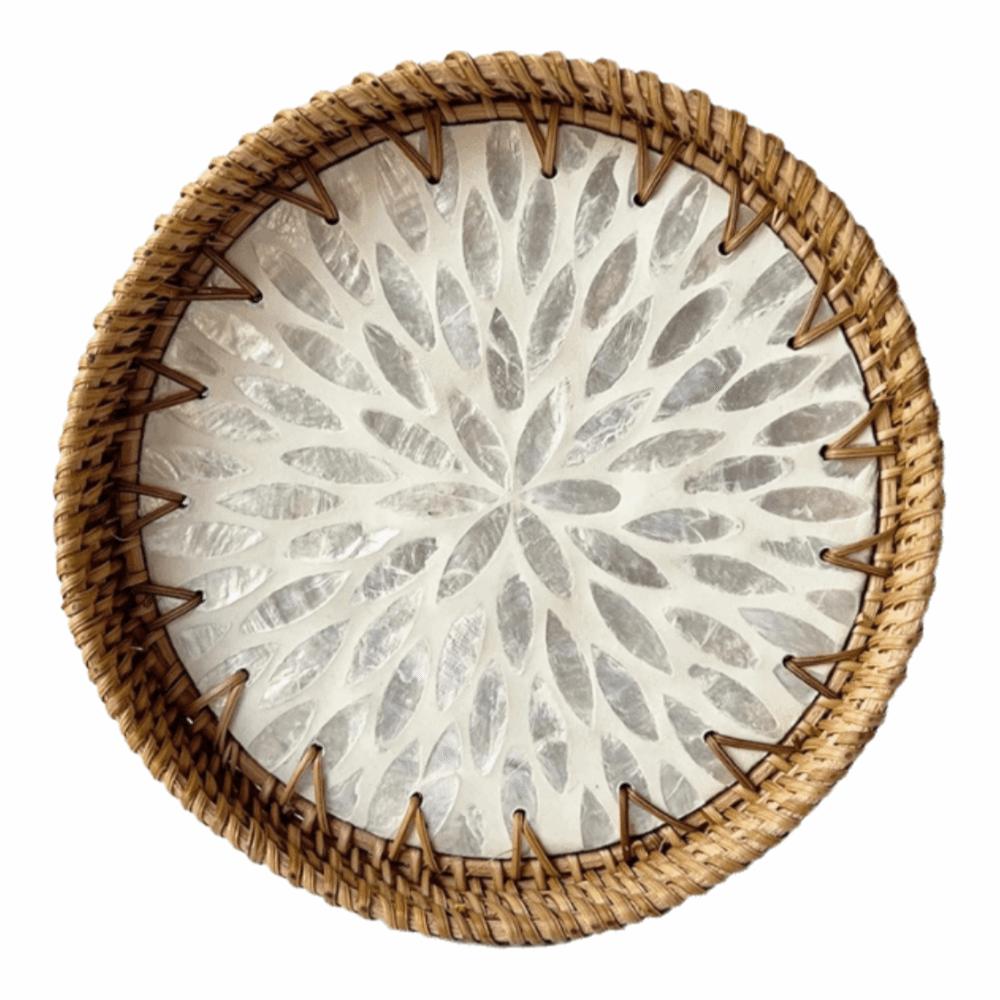 Round Rattan Tray Handmade Decorative Tray Storage Tray Woven Tray  Table Tray