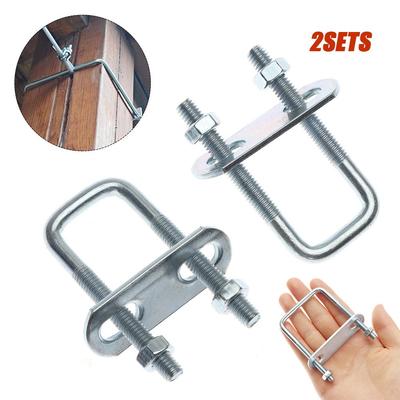 2Sets Right Angle U-bolt Pipe U-clamp With Baffle Squa Bolt Durable Square Clamp