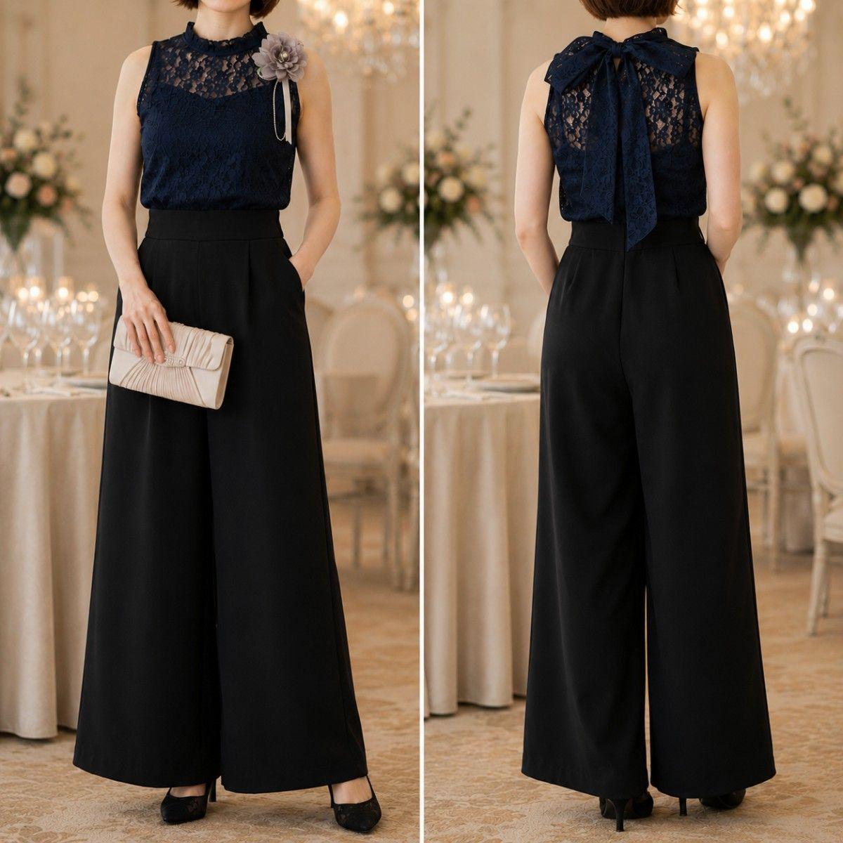 [Extremely beautiful item] Lily Brown Wedding Occasion All-in-one Navy x Black