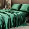 Satin Sheet and Pillowcase Set Smooth Bed Sheet Sets for Summer Satin Silk Flat Sheet With Pillowcase Includes Flat Sheet