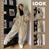 Women's Leopard Print Coral Fleece Hooded Onesie Pajamas - Cute, Warm Winter 2026 Loungewear