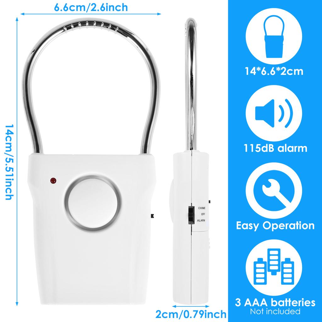 Smart Door Handle Alarm 110dB Touch Sensor Door Handle Alarm Adjustable Portable Window Alarm Ultra-Slim Detector for Travel