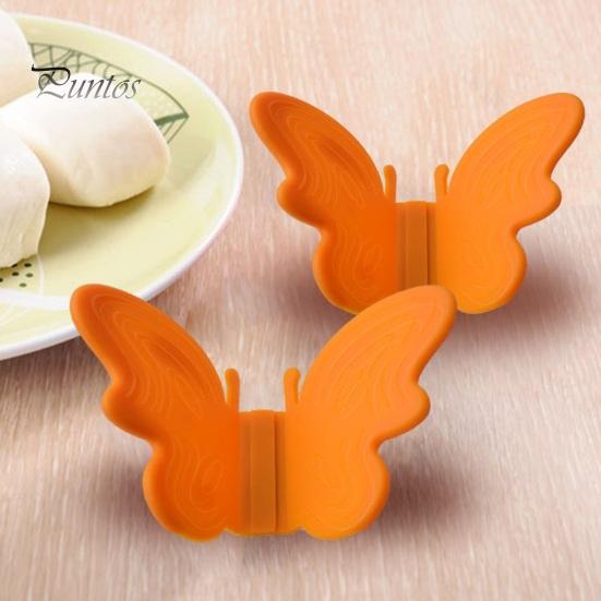 2Pcs Insulated Gloves Butterfly Shape Magnetic Pot Holder Covers Heat Resistant Silicone Hand Clip for Kitchen