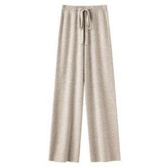 

Women s Thick Wool Knit Wide-Leg Pants - Soft, Fluffy, Straight-Leg, Floor-Length for Autumn/Winter One Size
