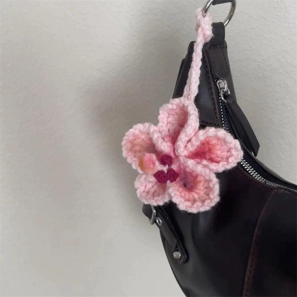 Pendentif de Voiture en Polyester Hibiscus Fait Main Décoration au Crochet Fleurs au Crochet Décor Floral