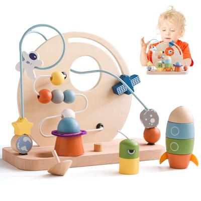 Toys Baby Wooden Aviation-themed Beaded Planet Toys Children Early Learning Finger Grip Educational Puzzle Toys Gifts