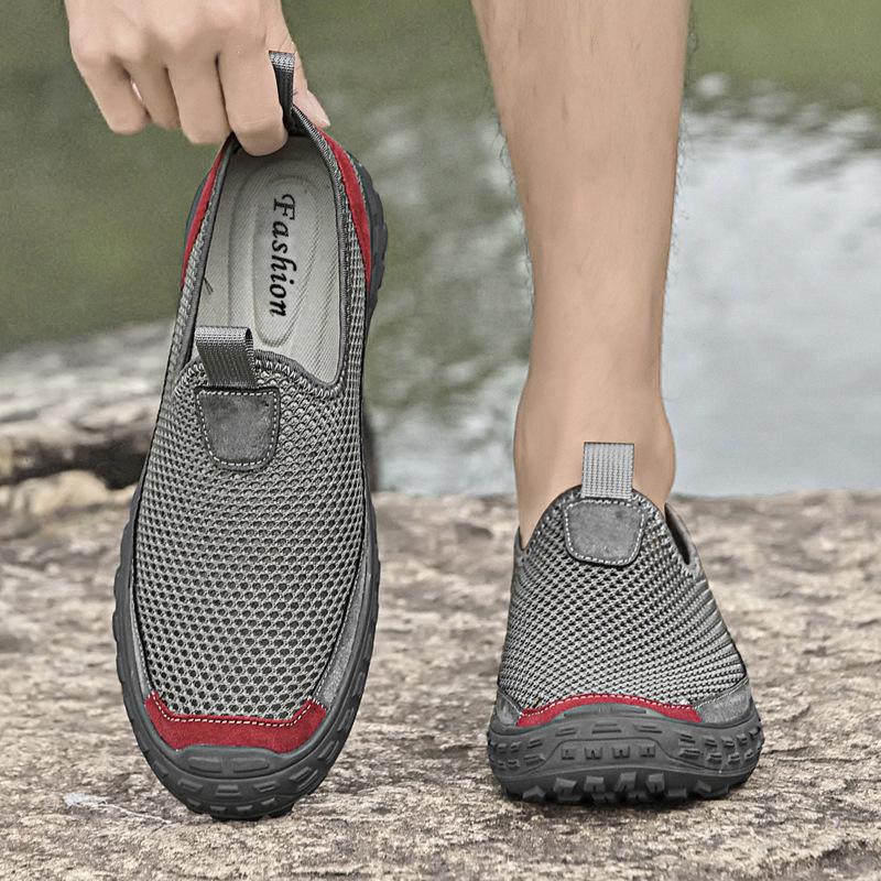 Men's Mesh Slip-on Water Shoes: Lightweight Hiking and Outdoor Trekking Footwear for Summer.
