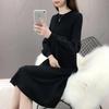 Women Autumn Long Sleeve Knitted Sweater Dress Winter Solid Color Lantern Sleeve Elegant Dresses