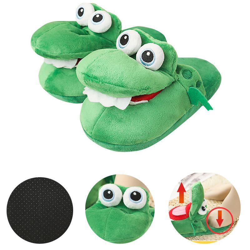 Fun Crocodile Plush Cotton Slippers Soft Non-slip Home Footwear