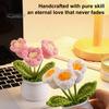 Handwoven Woolen Potted Flowers Handmade Crochet Flower Decoration, Knit Artificial Sunflower Desktop Maintenance Free Fake Plants Decor, Gift