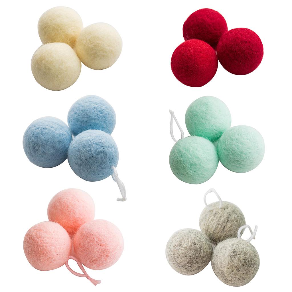 3x/Set Wool Felt Ball Hanging Pendant Photo Props Felt Ball Garlands Decoration