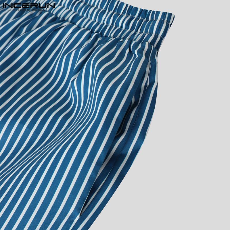 INCERUN Pantaloni Lungi Drepți Casual cu Șnur și Talie Elastică cu Gradient pentru Bărbați