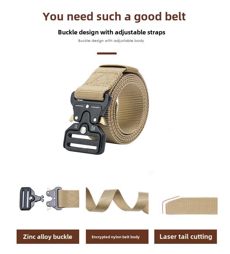 Elastic Tactical Nylon Belt with Alloy Buckle, Popular for Outdoor Use, Customizable Size