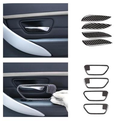 Real Carbon Fiber Car Interior Door Pull Handle Bowl Sticker Cover Trim For BMW 3 4 Series F30 F32 2013-2018